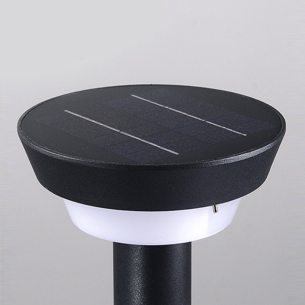 Sleek Modern Black Cylinder LED Solar Path Light with Adjustable Spike & Base - Lamp Outdoor