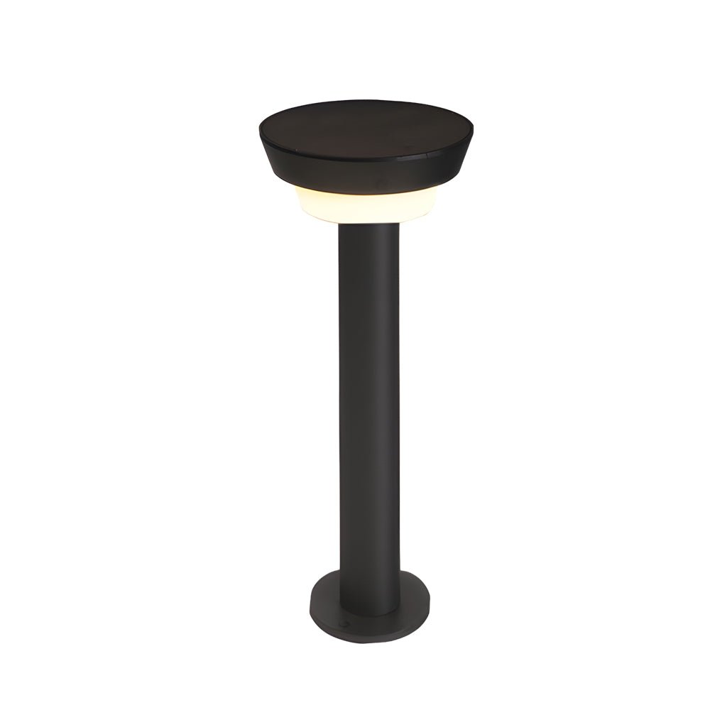Sleek Modern Black Cylinder LED Solar Path Light with Adjustable Spike & Base - Lamp Outdoor