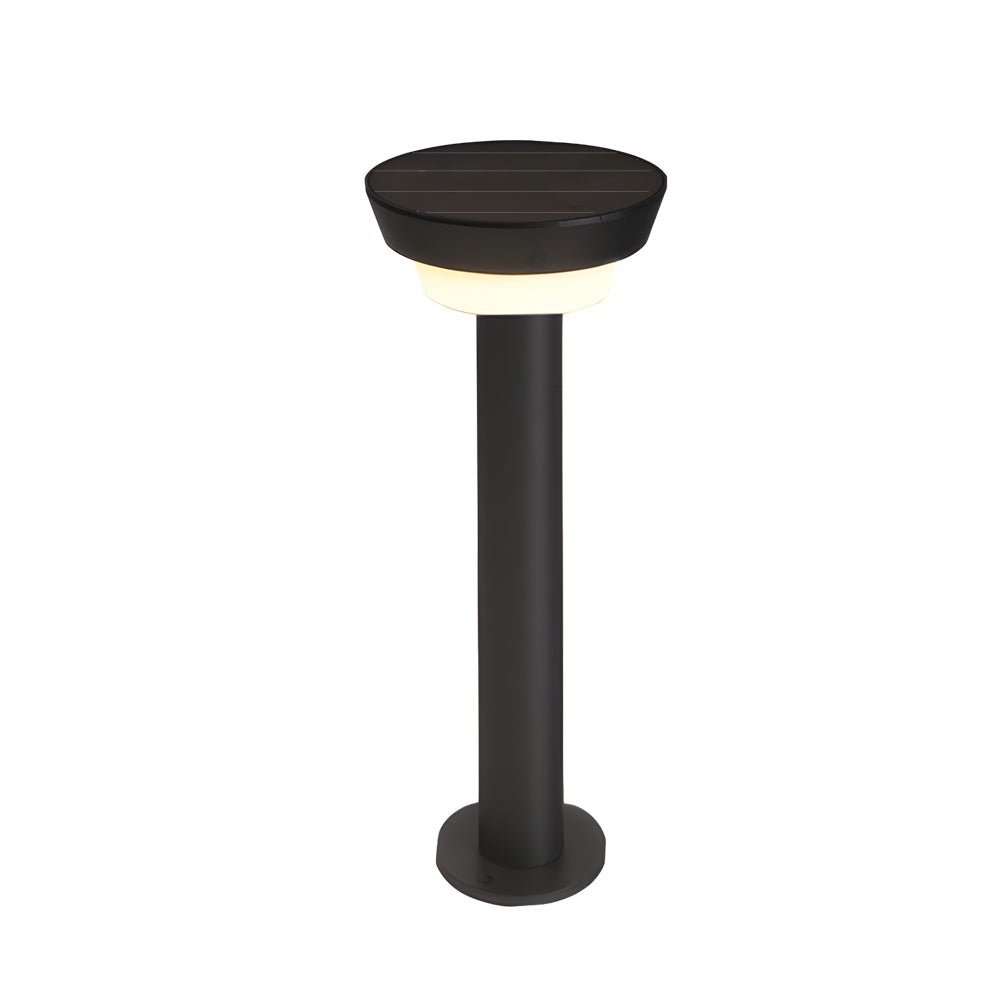 Sleek Modern Black Cylinder LED Solar Path Light with Adjustable Spike & Base - Lamp Outdoor