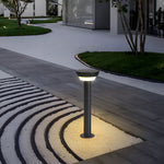 Sleek Modern Black Cylinder LED Solar Path Light with Adjustable Spike & Base - Lamp Outdoor