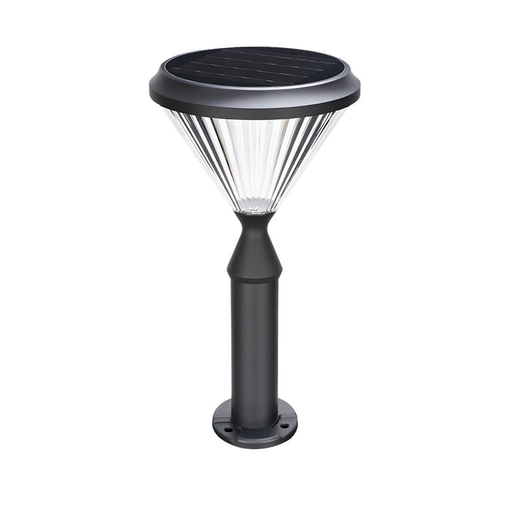 Sleek Solar LED Outdoor Landscape Post Pole Lights - Black Tapered Top - Lamp Outdoor