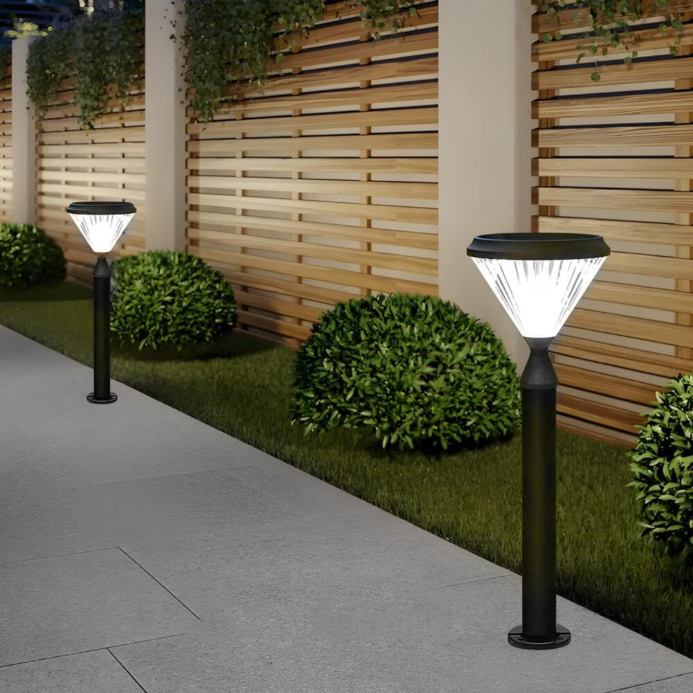 Sleek Solar LED Outdoor Landscape Post Pole Lights - Black Tapered Top - Lamp Outdoor