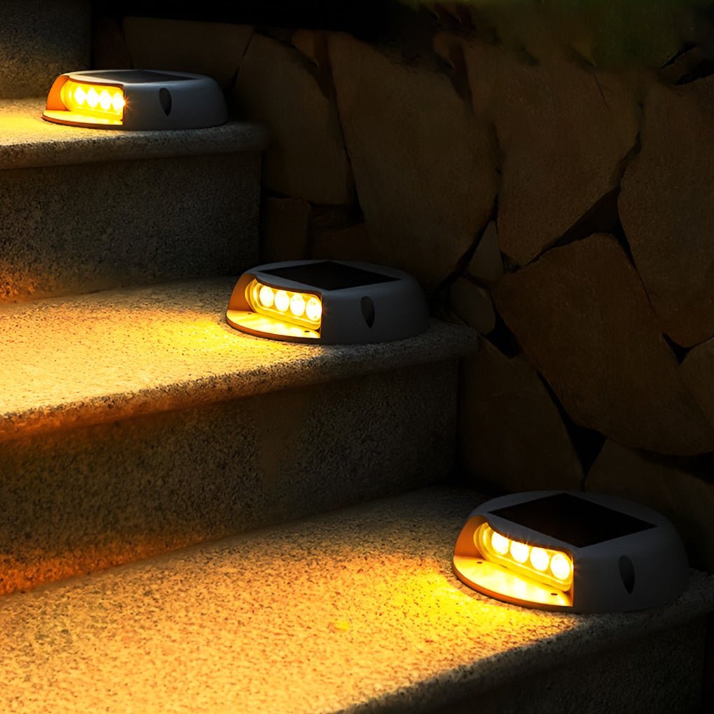 Wall Protected Flush Mount-On-Step Lights Solar LED Stairway Landscape Lighting - Lamp Outdoor