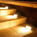 Wall Protected Flush Mount-On-Step Lights Solar LED Stairway Landscape Lighting - Lamp Outdoor