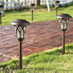Solar Glass & Metal Stake Lawn Lights LED Retro Modern Waterproof Lighting - Lamp Outdoor