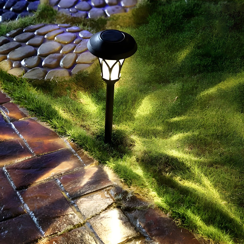 Solar Glass & Metal Stake Lawn Lights LED Retro Modern Waterproof Lighting - Lamp Outdoor