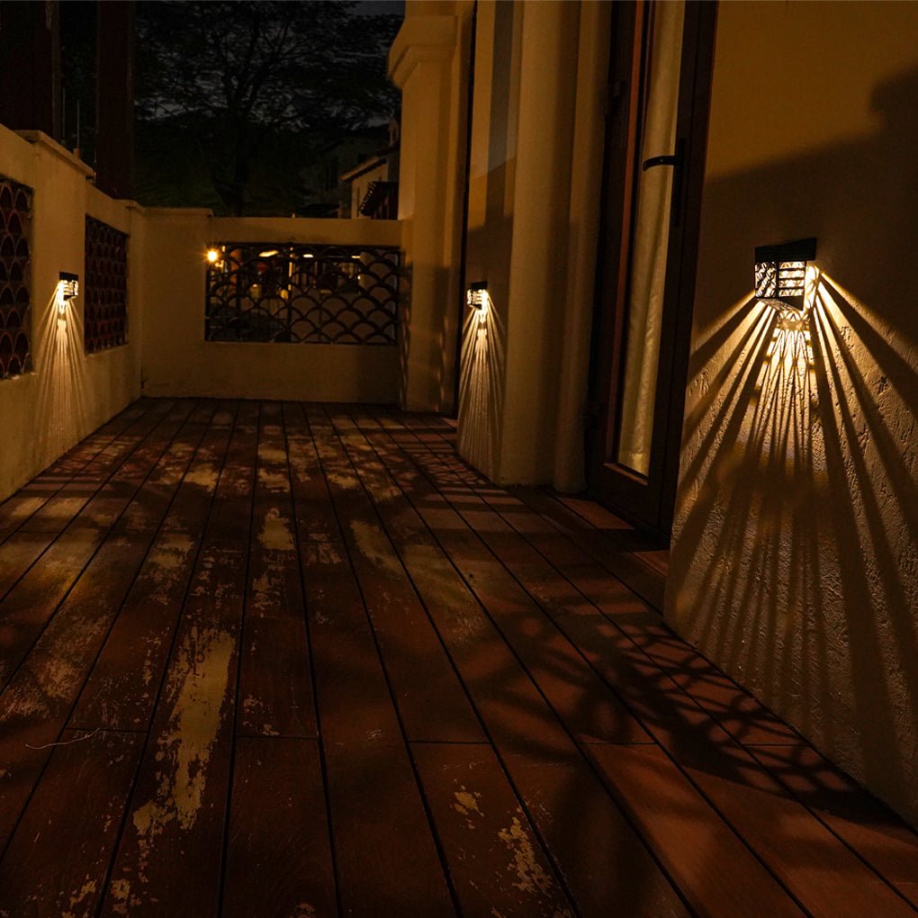 Solar Hollow Outdoor Wall Sconce Lighting Led Fence Wall Lamp Garden Lights - Lamp Outdoor