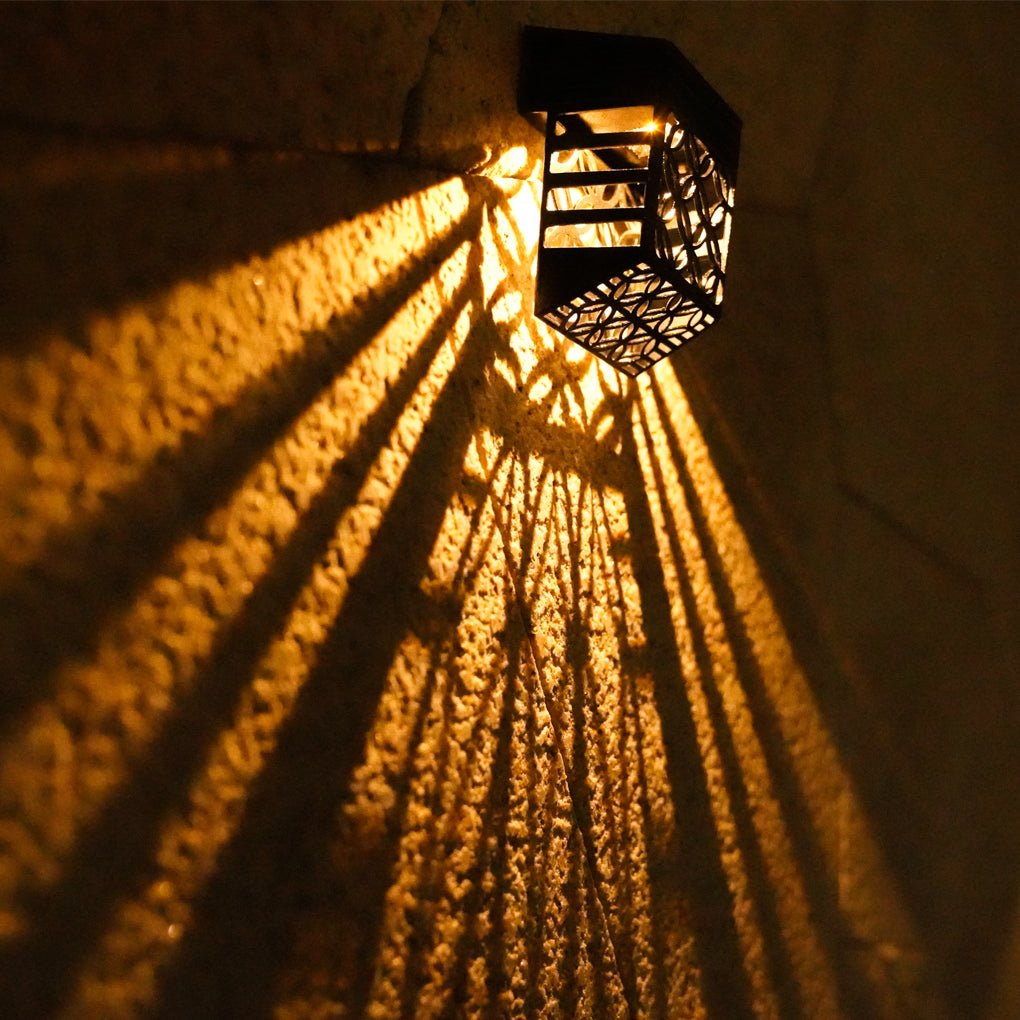 Solar Hollow Outdoor Wall Sconce Lighting Led Fence Wall Lamp Garden Lights - Lamp Outdoor