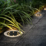 LED Waterproof Ground Dish Lights with Solar Top and Side Emitting Design - Lamp Outdoor