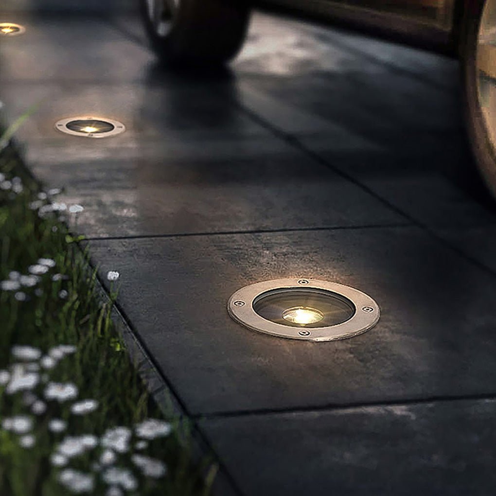 LED Waterproof Ground Dish Lights with Solar Top and Side Emitting Design - Lamp Outdoor