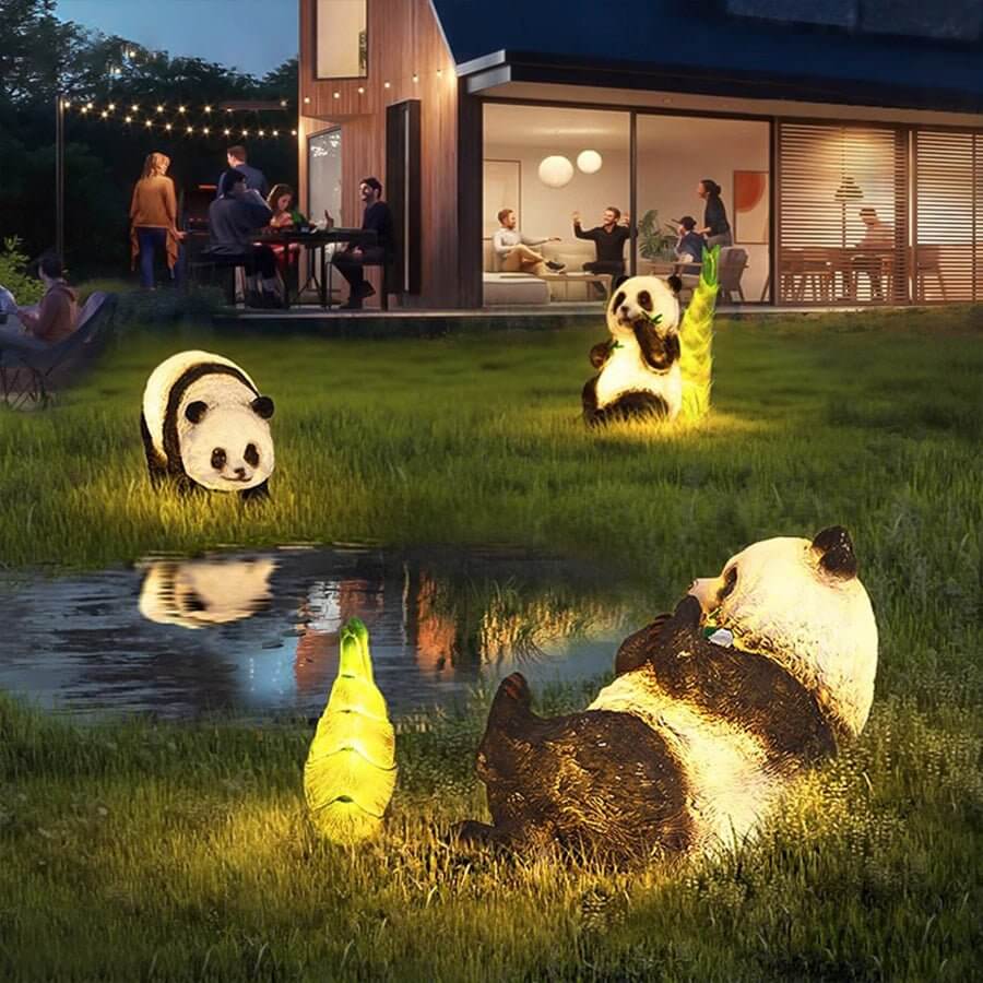 Solar Lifelike Panda and Bamboo Garden Animal Lamp Modern Outdoor Lawn Decor - Lamp Outdoor