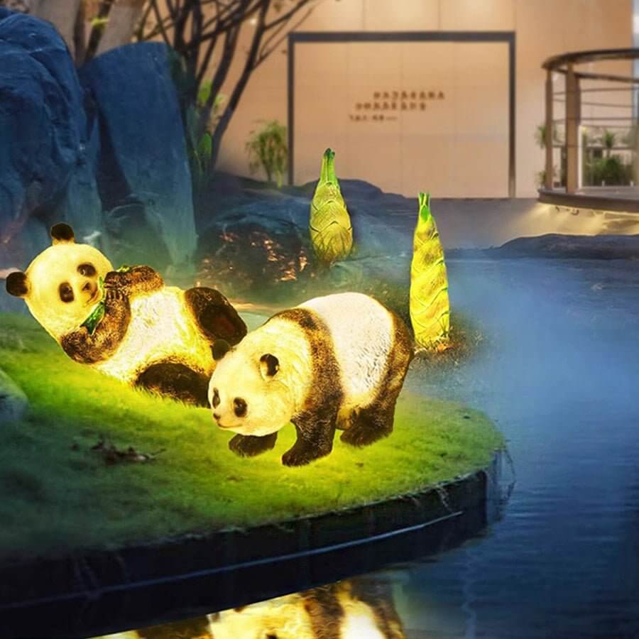 Solar Lifelike Panda and Bamboo Garden Animal Lamp Modern Outdoor Lawn Decor - Lamp Outdoor