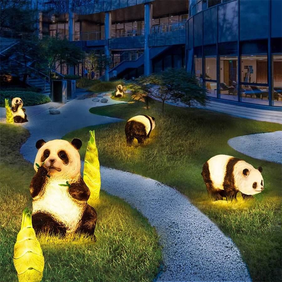 Solar Lifelike Panda and Bamboo Garden Animal Lamp Modern Outdoor Lawn Decor - Lamp Outdoor