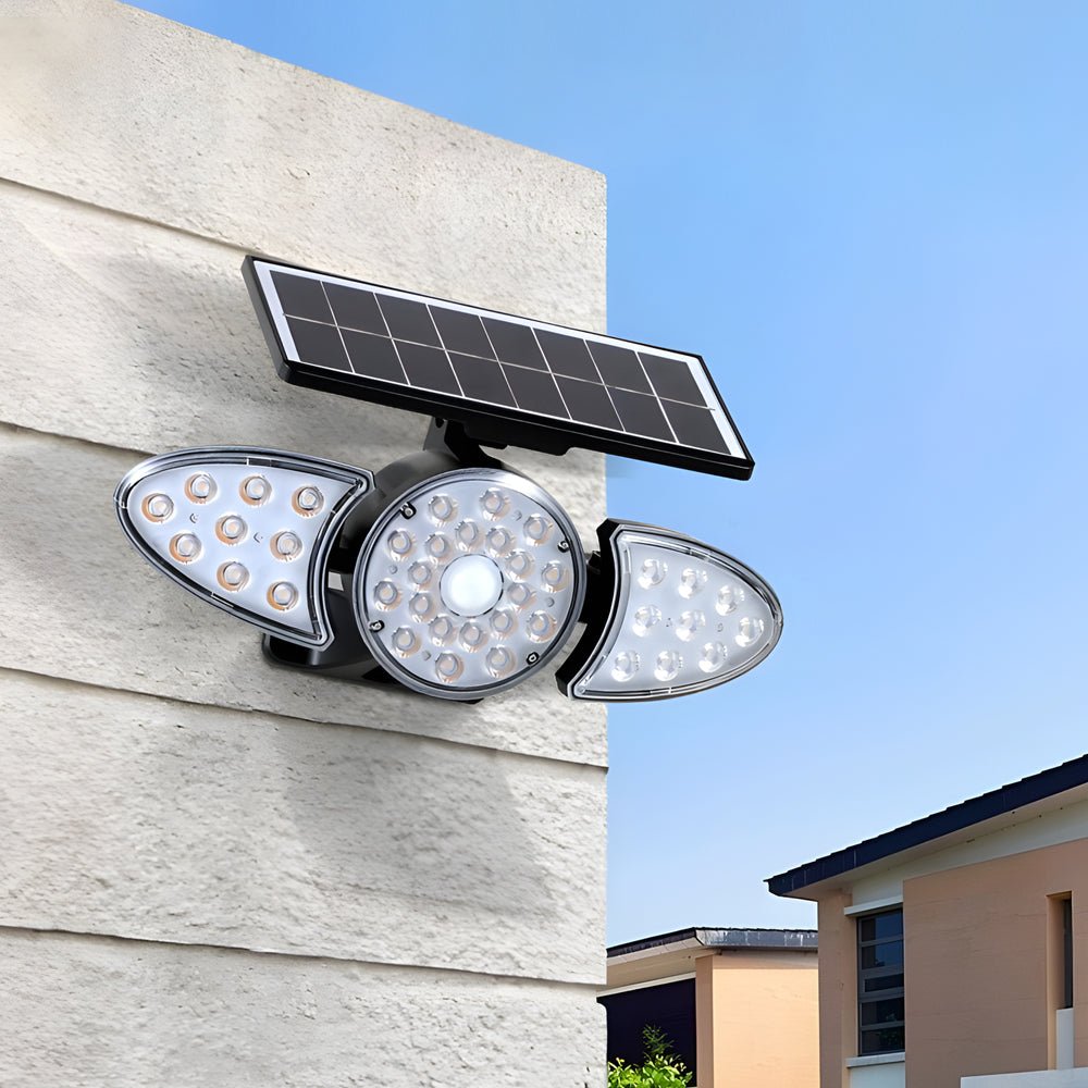 Solar Motion Security Light 3-Head Outdoor LED Wall Fixture with Motion Sensor - Lamp Outdoor