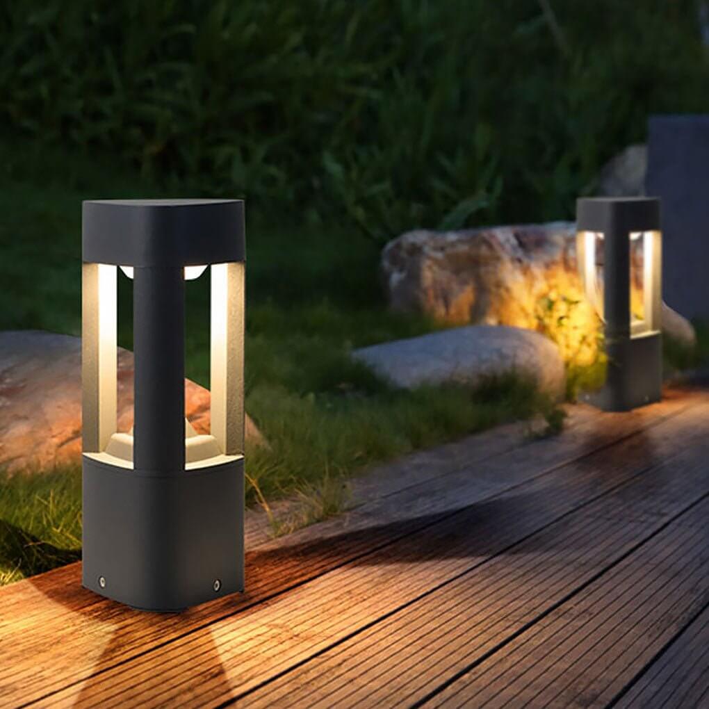Triple-Side Emitting Solar LED Garden Bollard Lights Heart Design & Weatherproof - Lamp Outdoor