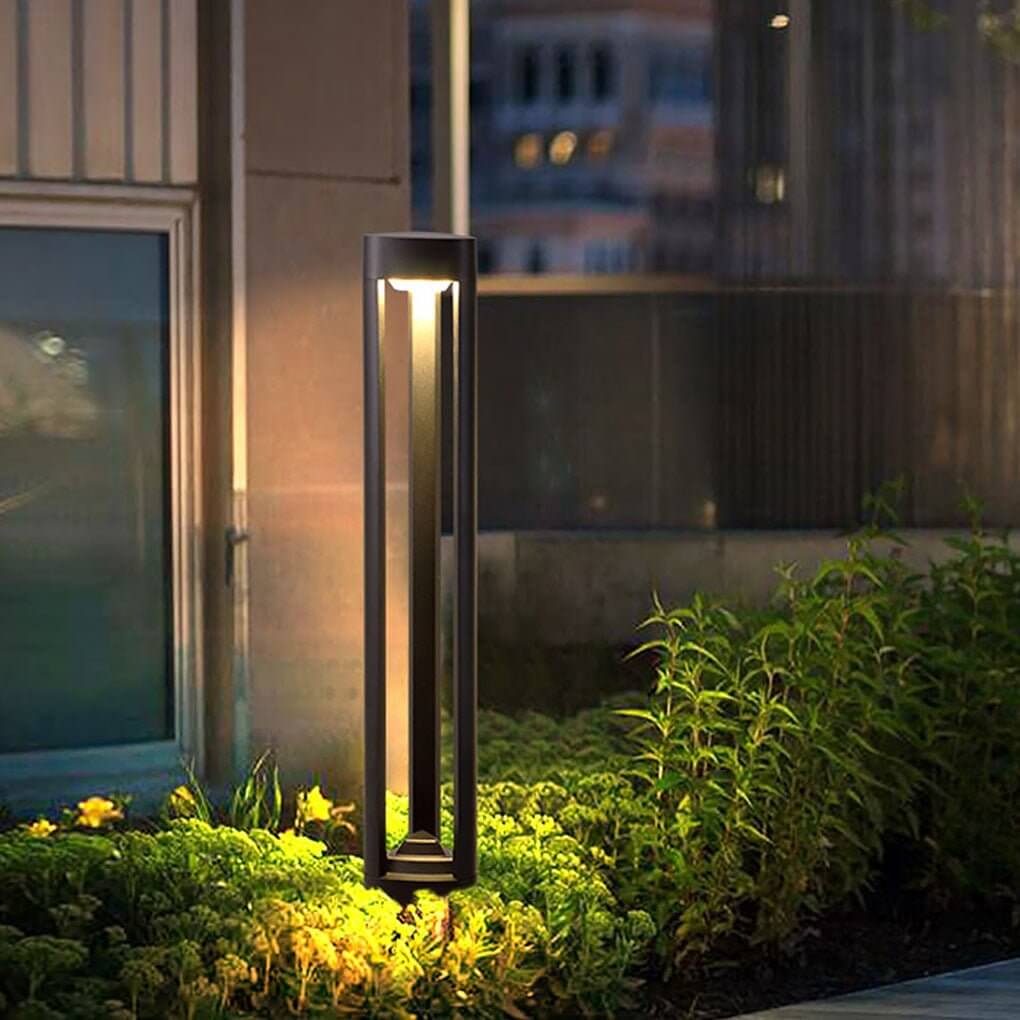 Triple-Side Emitting Solar LED Garden Bollard Lights Heart Design & Weatherproof - Lamp Outdoor