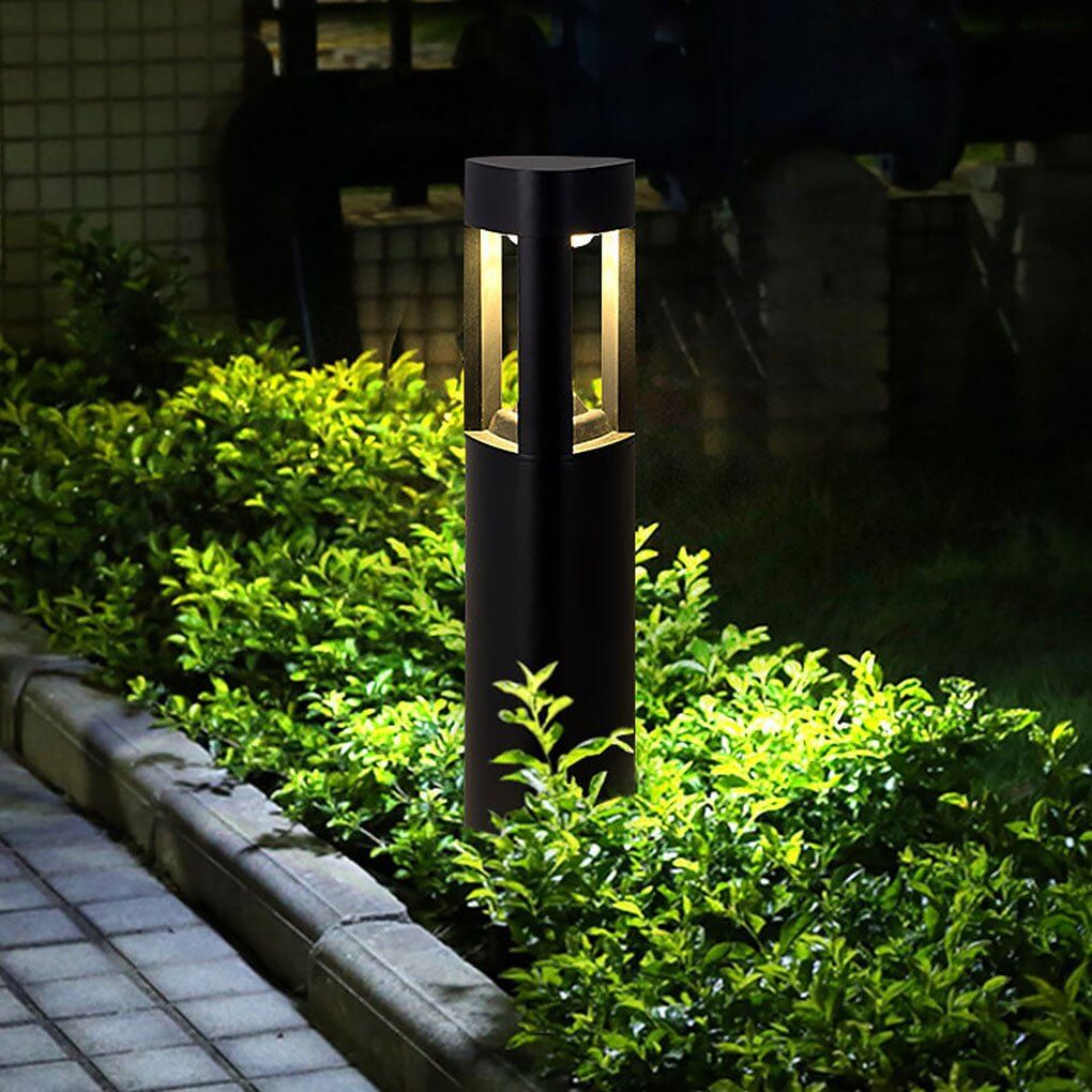 Triple-Side Emitting Solar LED Garden Bollard Lights Heart Design & Weatherproof - Lamp Outdoor