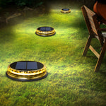 Solar-Powered LED Black Disc Pathway Lights - 4 Pack Outdoor Lighting - Lamp Outdoor