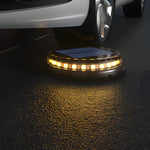 Solar-Powered LED Black Disc Pathway Lights - 4 Pack Outdoor Lighting - Lamp Outdoor