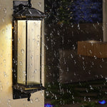 Vintage Striped Glass Shade IP55 Waterproof Retro Solar Lights Outdoor - Lamp Outdoor