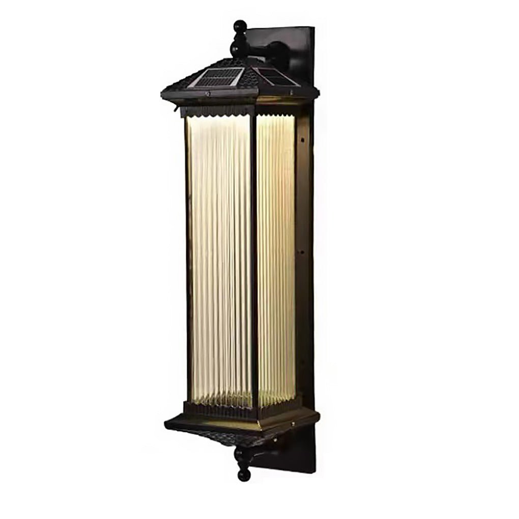 Vintage Striped Glass Shade IP55 Waterproof Retro Solar Lights Outdoor - Lamp Outdoor