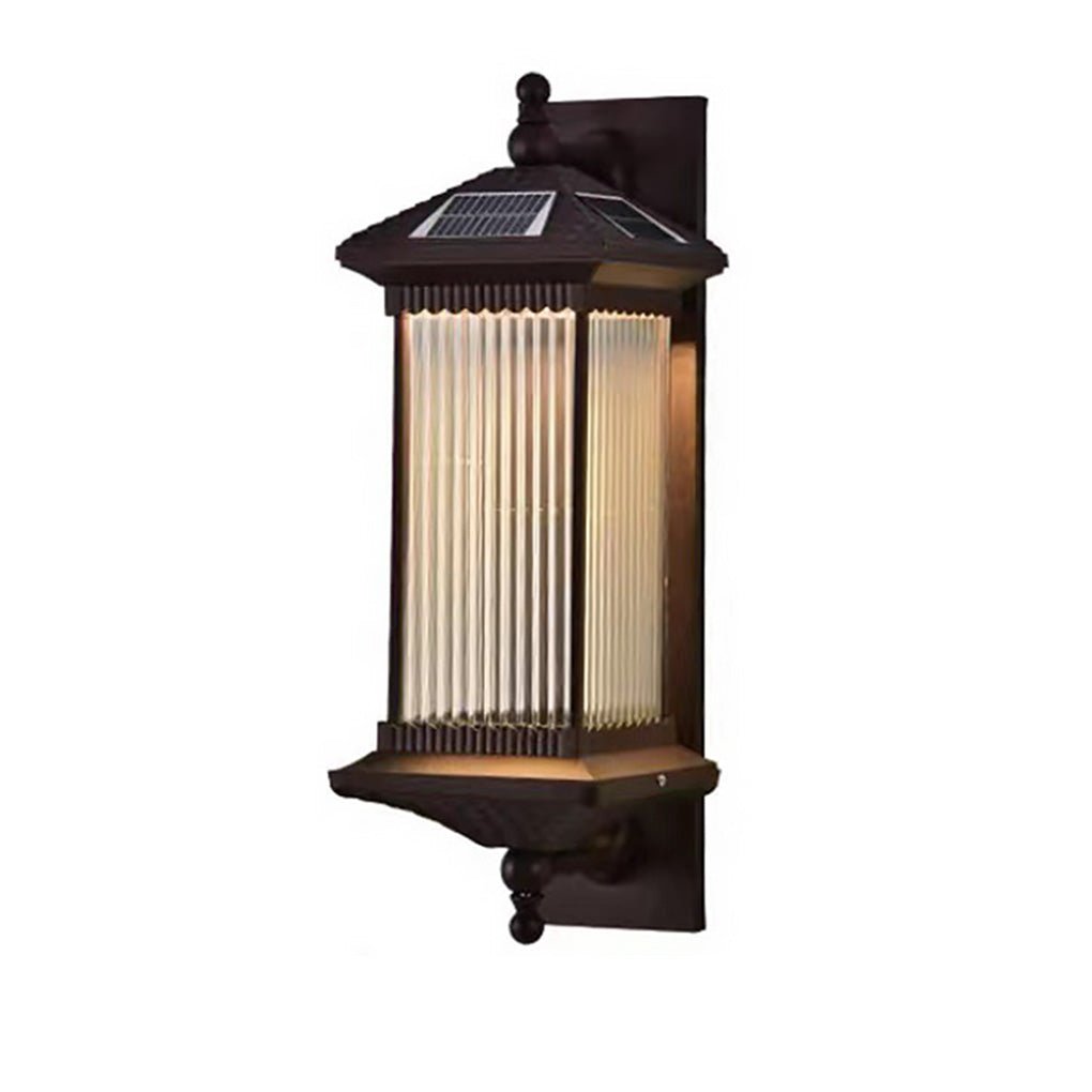 Vintage Striped Glass Shade IP55 Waterproof Retro Solar Lights Outdoor - Lamp Outdoor