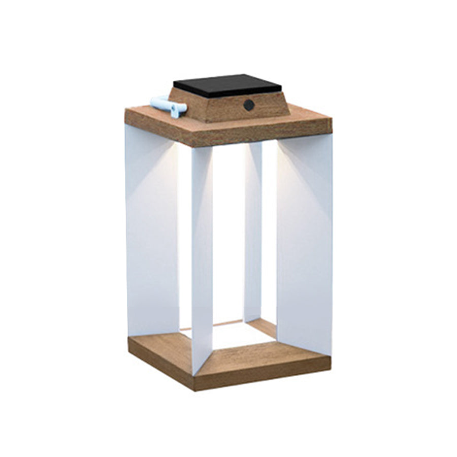 Solar Waterproof Wooden White Floor Lamp Modern Style - Lamp Outdoor