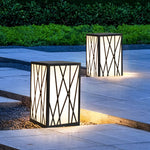20W Square Solar LED Bollard Lights with Linear Pattern Lampshade - Lamp Outdoor