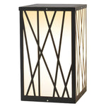 20W Square Solar LED Bollard Lights with Linear Pattern Lampshade - Lamp Outdoor