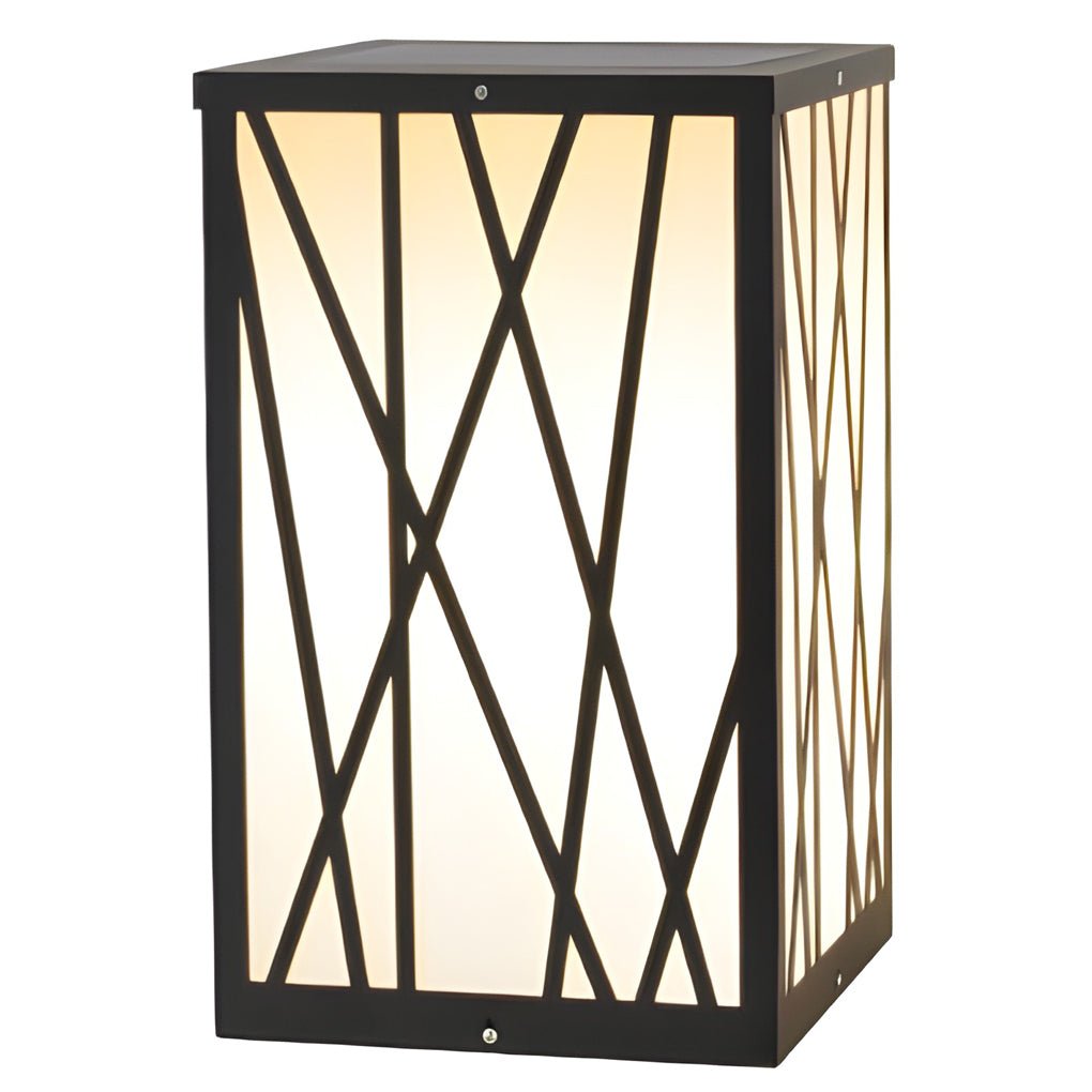 20W Square Solar LED Bollard Lights with Linear Pattern Lampshade - Lamp Outdoor