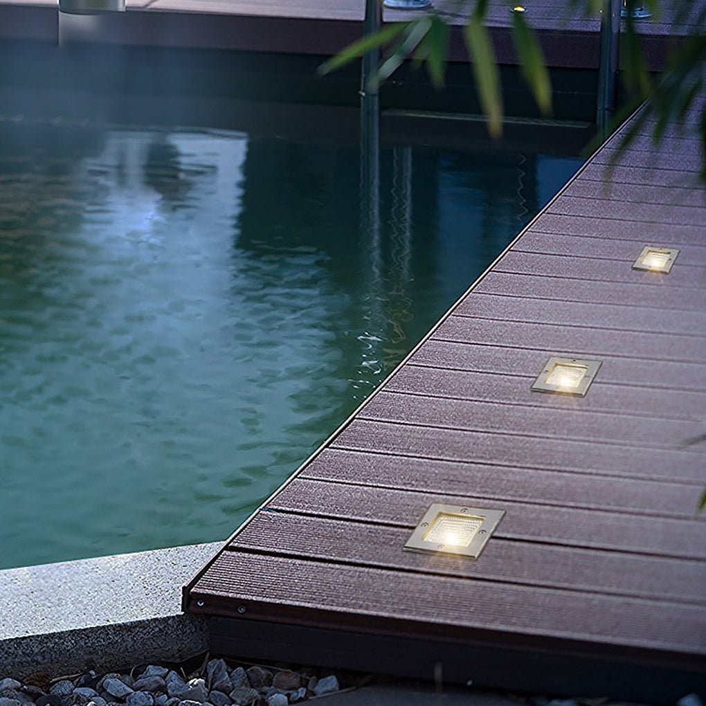Square 90-260V In-Wall Recessed 4W LED Step Lights for Outdoor Stairs, Deck, and Patio - Lamp Outdoor