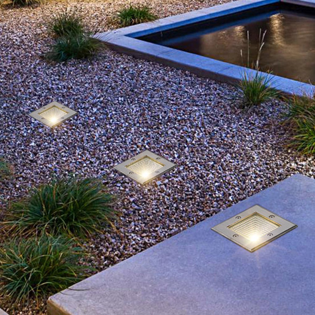 Square 90-260V In-Wall Recessed 4W LED Step Lights for Outdoor Stairs, Deck, and Patio - Lamp Outdoor