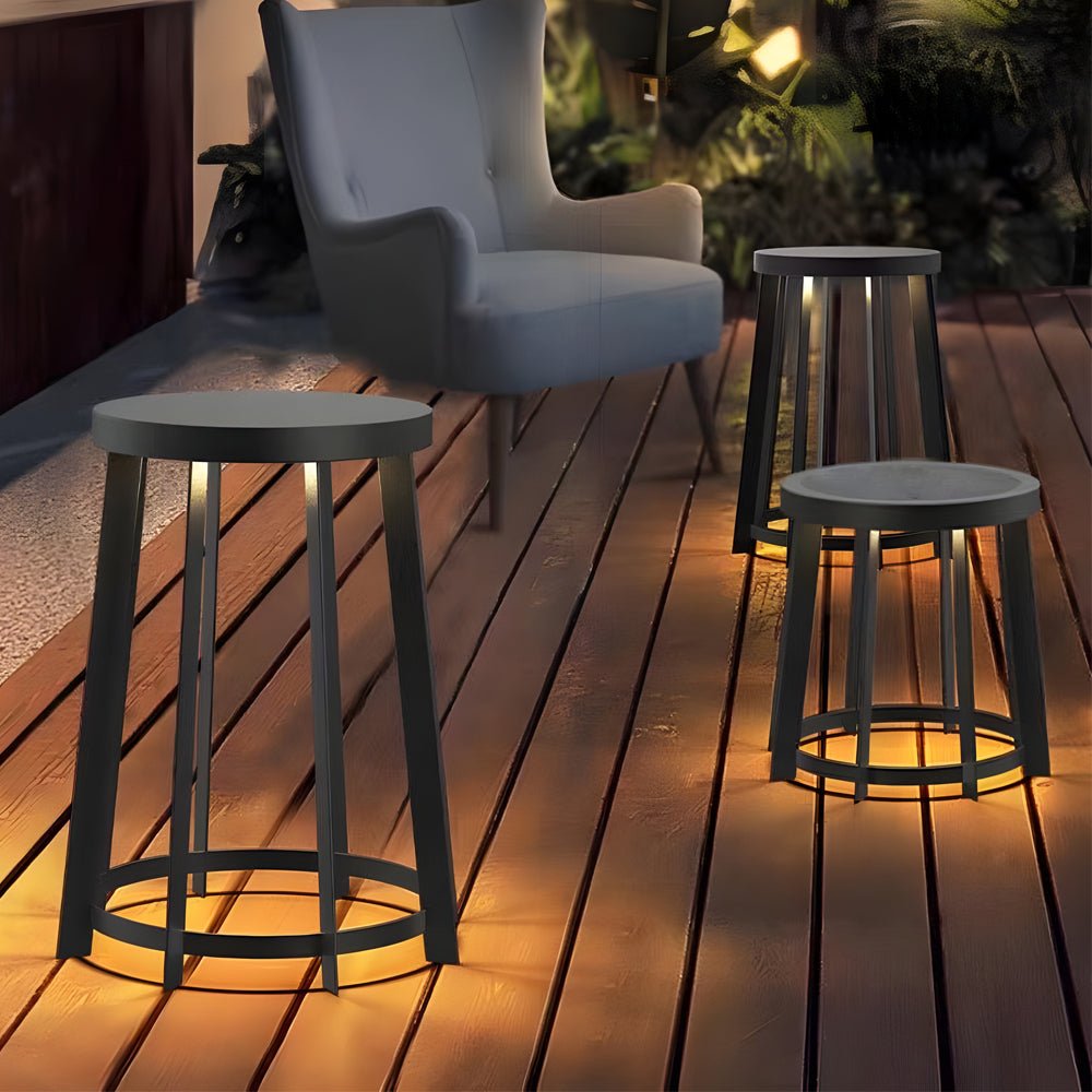 Stainless Steel Round Stool Solar Light Dual-Purpose Outdoor LED Fixture - Lamp Outdoor