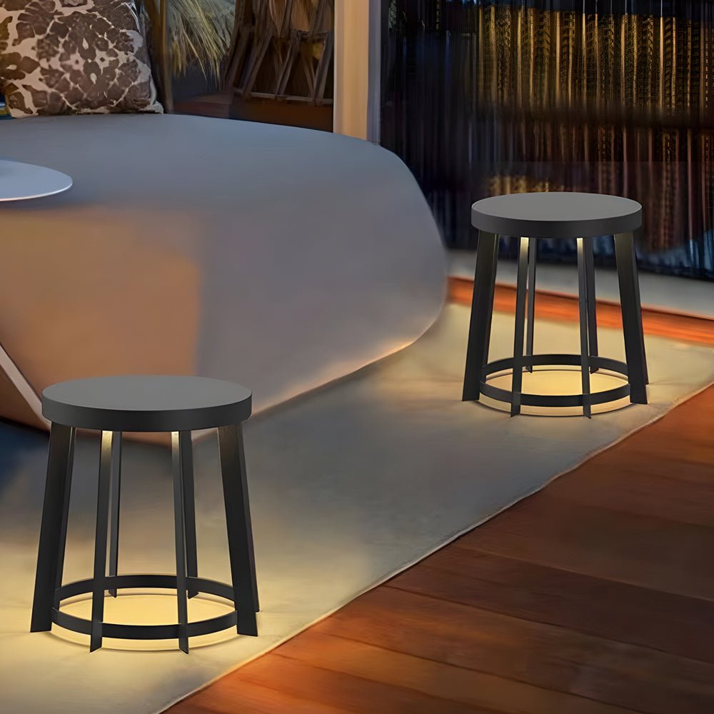 Stainless Steel Round Stool Solar Light Dual-Purpose Outdoor LED Fixture - Lamp Outdoor