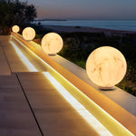 Waterproof Outdoor Pillar Light Faux Marble Moon Globe - Lamp Outdoor