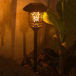 Stylish Black Solar Stake Pathway Light with Flamed SMD LEDs - 22.4 Inches Tall - Lamp Outdoor
