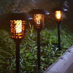 Stylish Black Solar Stake Pathway Light with Flamed SMD LEDs - 22.4 Inches Tall - Lamp Outdoor