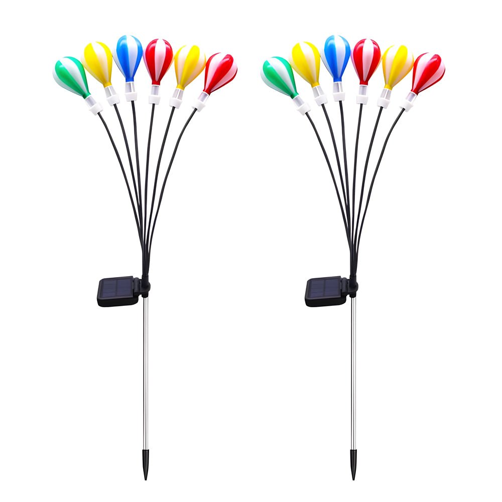 Swinging Solar LED Hot Air Balloon Lights 2 Pack for Outdoor Gardens - Lamp Outdoor