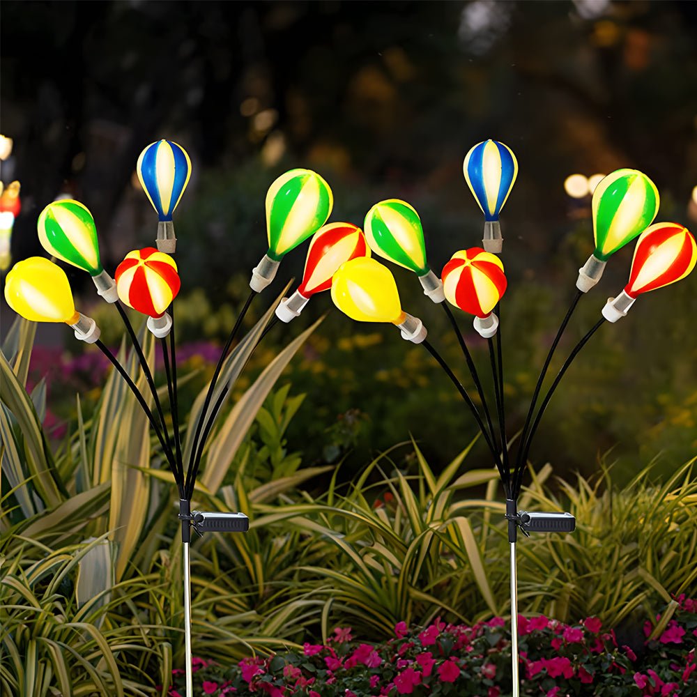 Swinging Solar LED Hot Air Balloon Lights 2 Pack for Outdoor Gardens - Lamp Outdoor