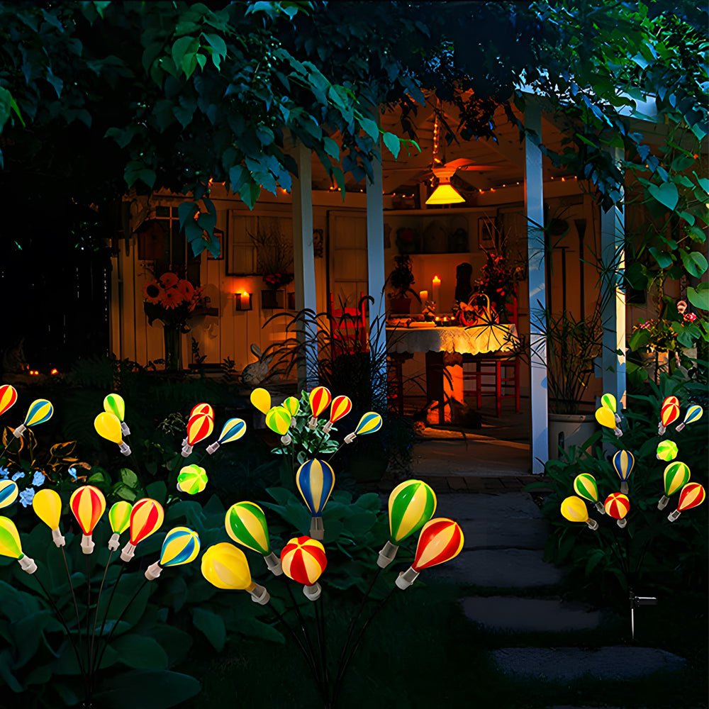 Swinging Solar LED Hot Air Balloon Lights 2 Pack for Outdoor Gardens - Lamp Outdoor