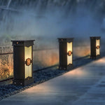 Traditional LED Post Light Retro Black Waterproof Outdoor Garden Lighting - Lamp Outdoor