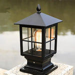 Traditional Square Waterproof LED Black Classic Solar Pillar Lights - Lamp Outdoor
