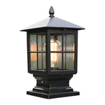 Traditional Square Waterproof LED Black Classic Solar Pillar Lights - Lamp Outdoor