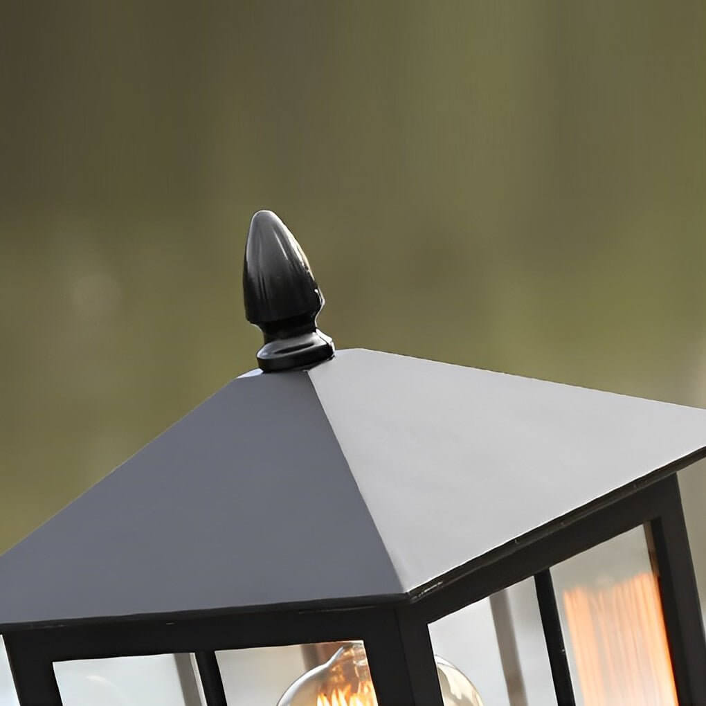 Traditional Square Waterproof LED Black Classic Solar Pillar Lights - Lamp Outdoor