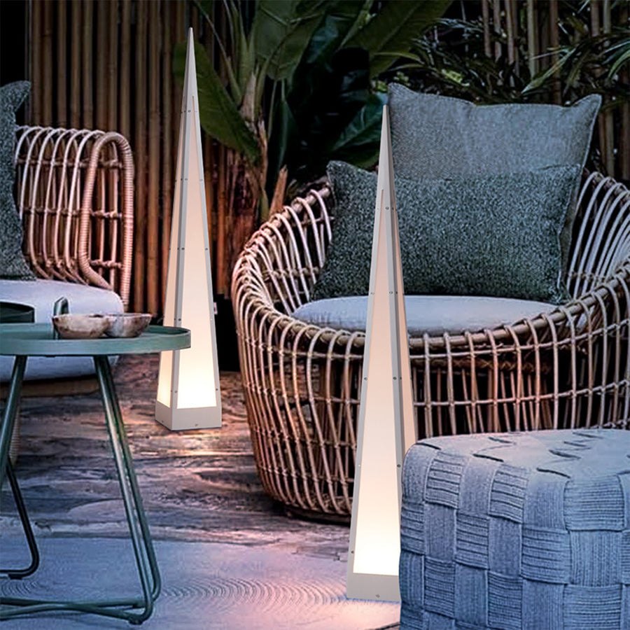 Stainless Steel Waterproof Geometric Floor Lamp with Pyramid Design - Lamp Outdoor