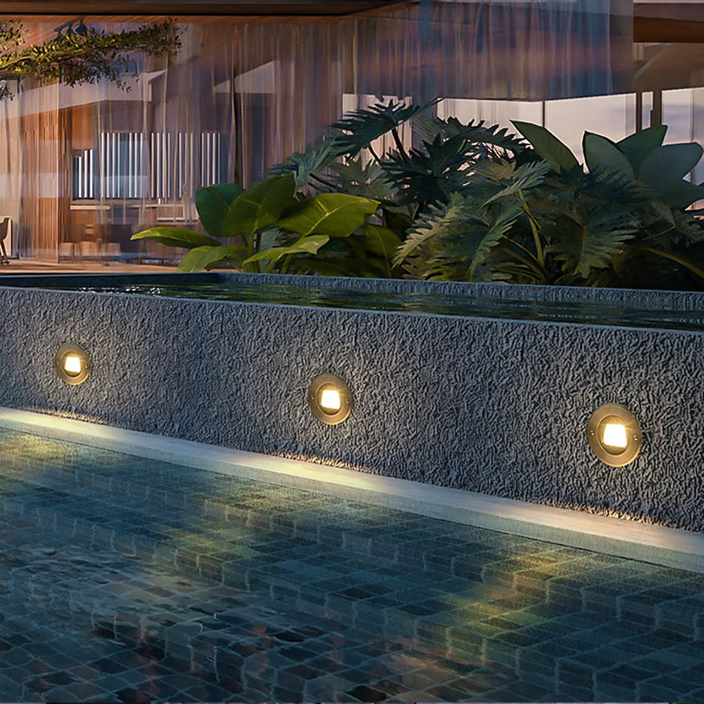 Ultra-thin Waterproof Recessed Step Lights LED Ground Lighting for Stairs, Decks (IP65, 110-240V, Warm White) - Lamp Outdoor