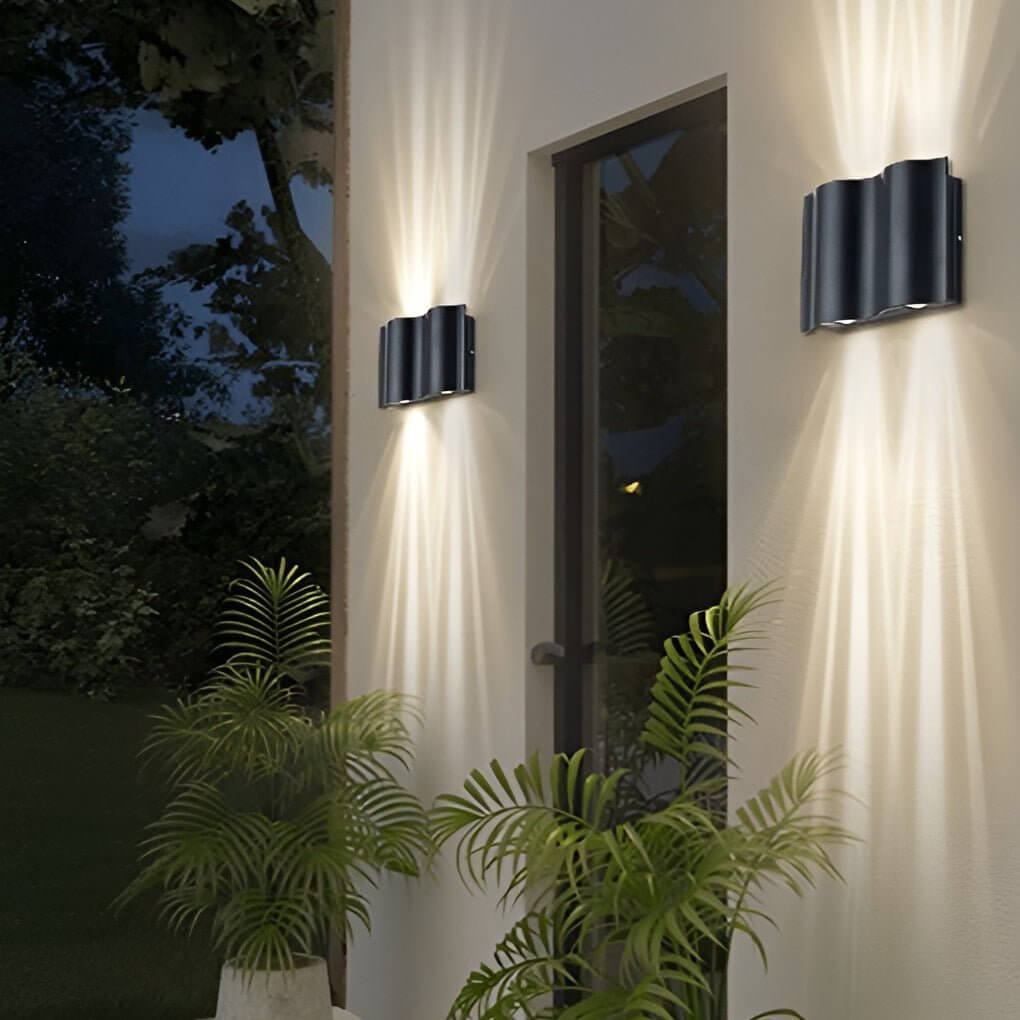 Arc Waterproof Wave Wall Sconces Outdoor Cool LED Up and Down Wall Mounted Lights - Lamp Outdoor