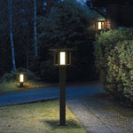 Wide Top LED Post Lights with Rain Shield & Hollow Interior Dual Power Options - Lamp Outdoor