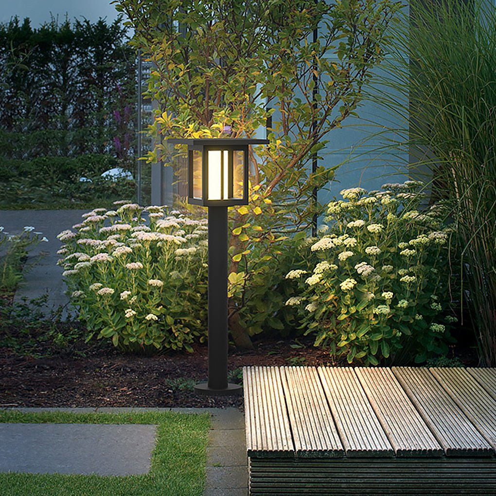 Wide Top LED Post Lights with Rain Shield & Hollow Interior Dual Power Options - Lamp Outdoor