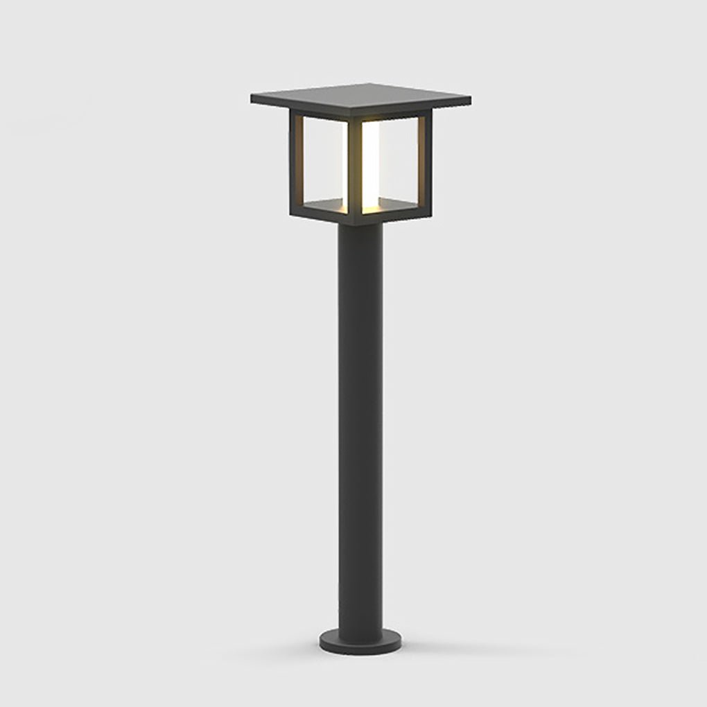 Wide Top LED Post Lights with Rain Shield & Hollow Interior Dual Power Options - Lamp Outdoor